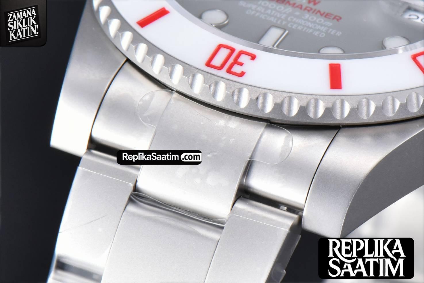 Submariner DIW Sandblasted VSF 41MM Gray Dial White Bezel Red Text SS Bracelet VS3135 -09