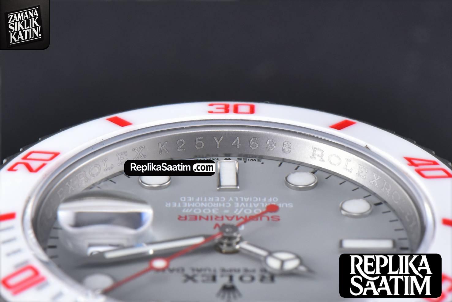 Submariner DIW Sandblasted VSF 41MM Gray Dial White Bezel Red Text SS Bracelet VS3135 -12