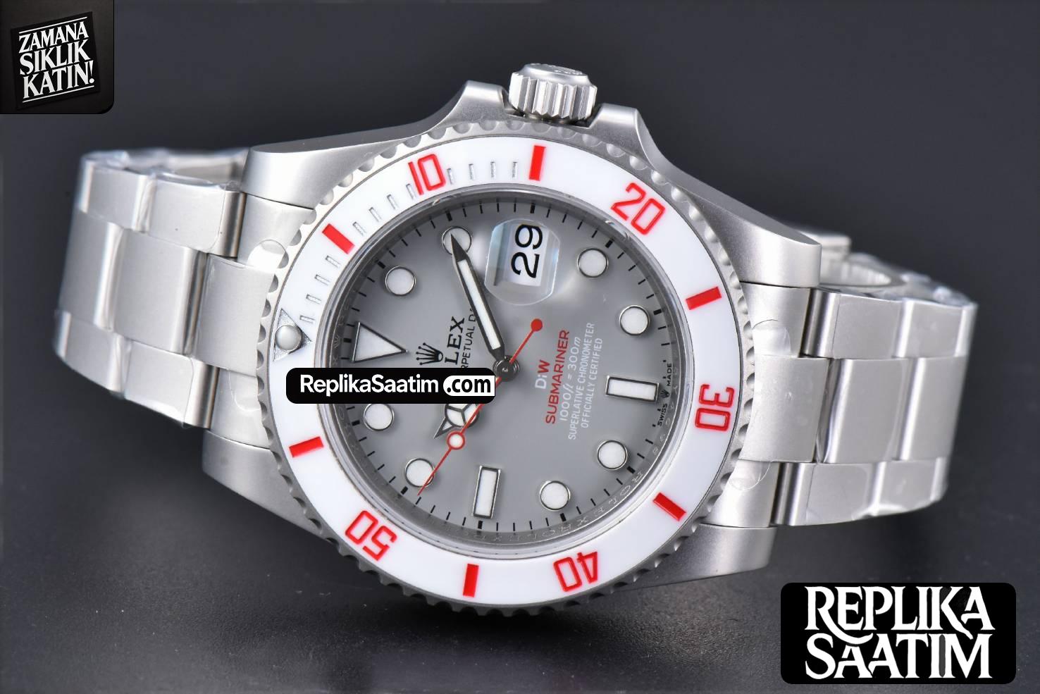 Submariner DIW Sandblasted VSF 41MM Gray Dial White Bezel Red Text SS Bracelet VS3135 -14