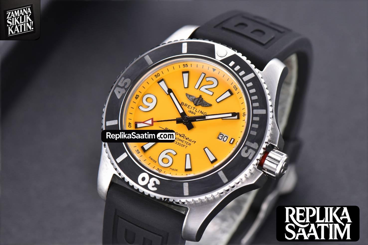 Superocean Automatic TF 44MM Yellow Dial Black Rubber Strap A2824 -03