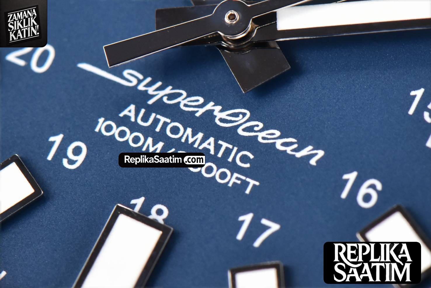 Superocean TF 44MM Black Ceramic Blue Dial SS Bracelet A2824 -17