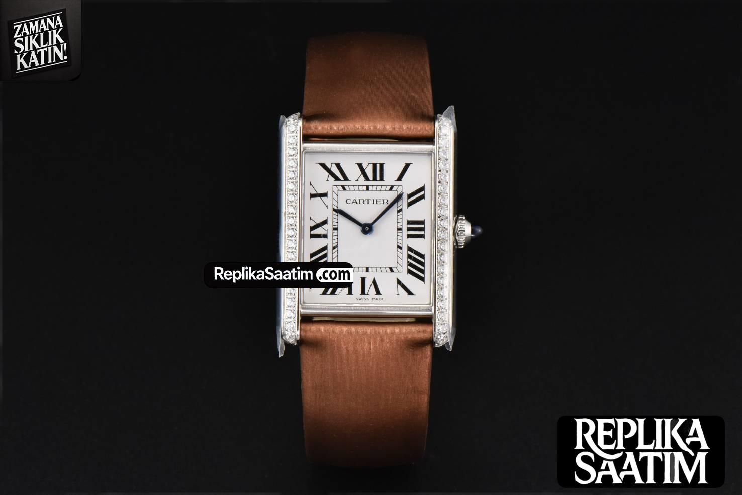 Tank Must Large 33.7×25.5mm Diamond K11F White Dial Brown Smooth Calf Strap Quartz -02
