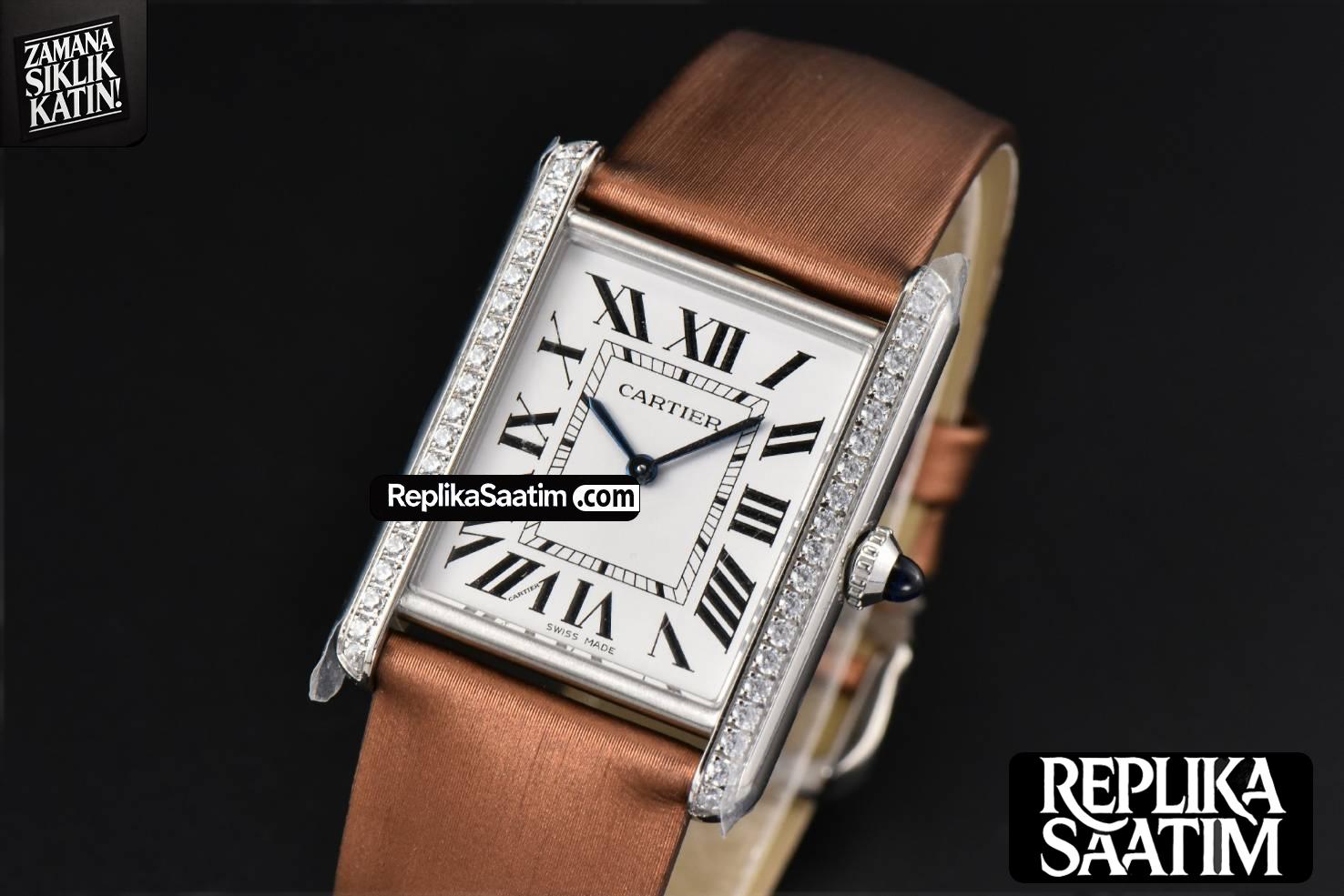 Tank Must Large 33.7×25.5mm Diamond K11F White Dial Brown Smooth Calf Strap Quartz -03