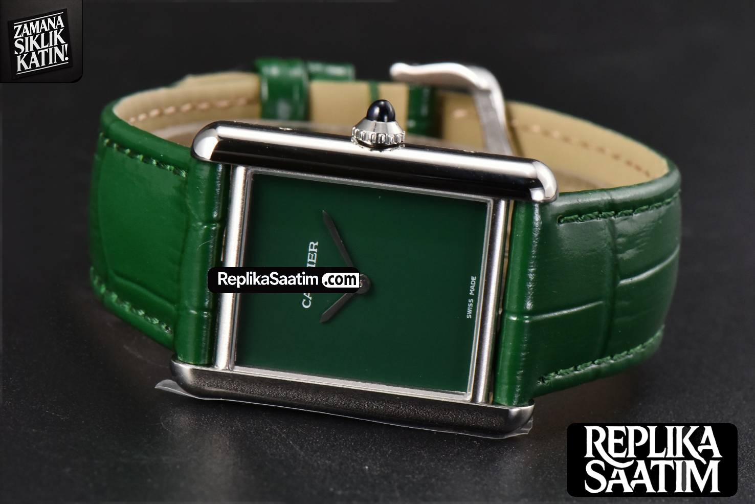 Tank Must Large 33.7×25.5mm K11F Green Dial Green Leather Strap Quartz -09