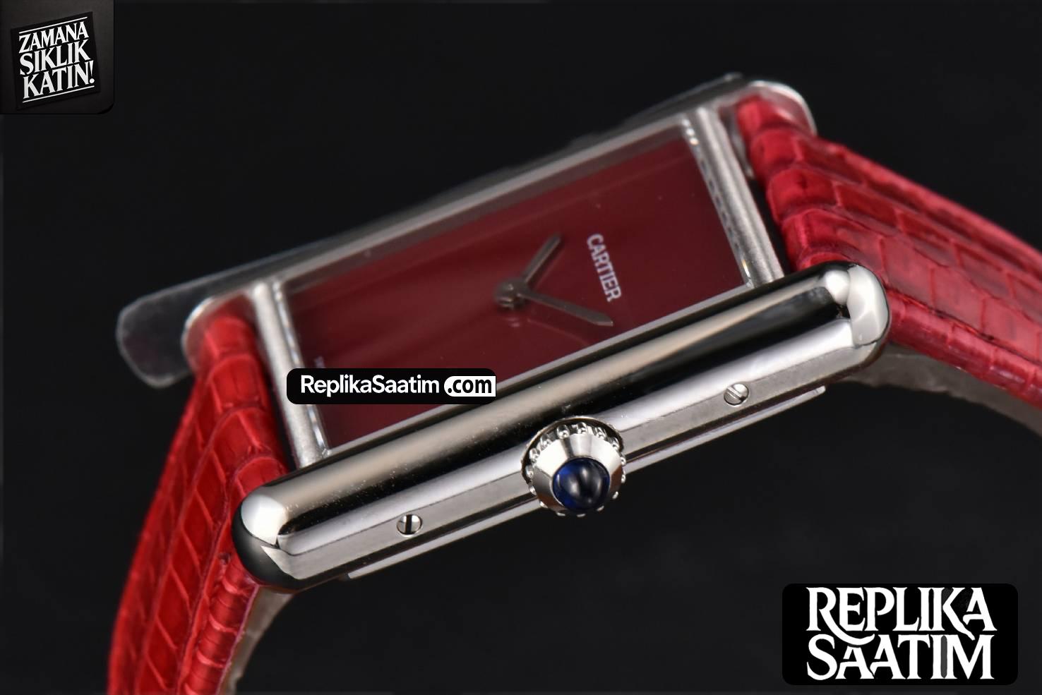 Tank Must Large 33.7×25.5mm K11F Red Dial Red Corc Texture Leather Strap Quartz -07