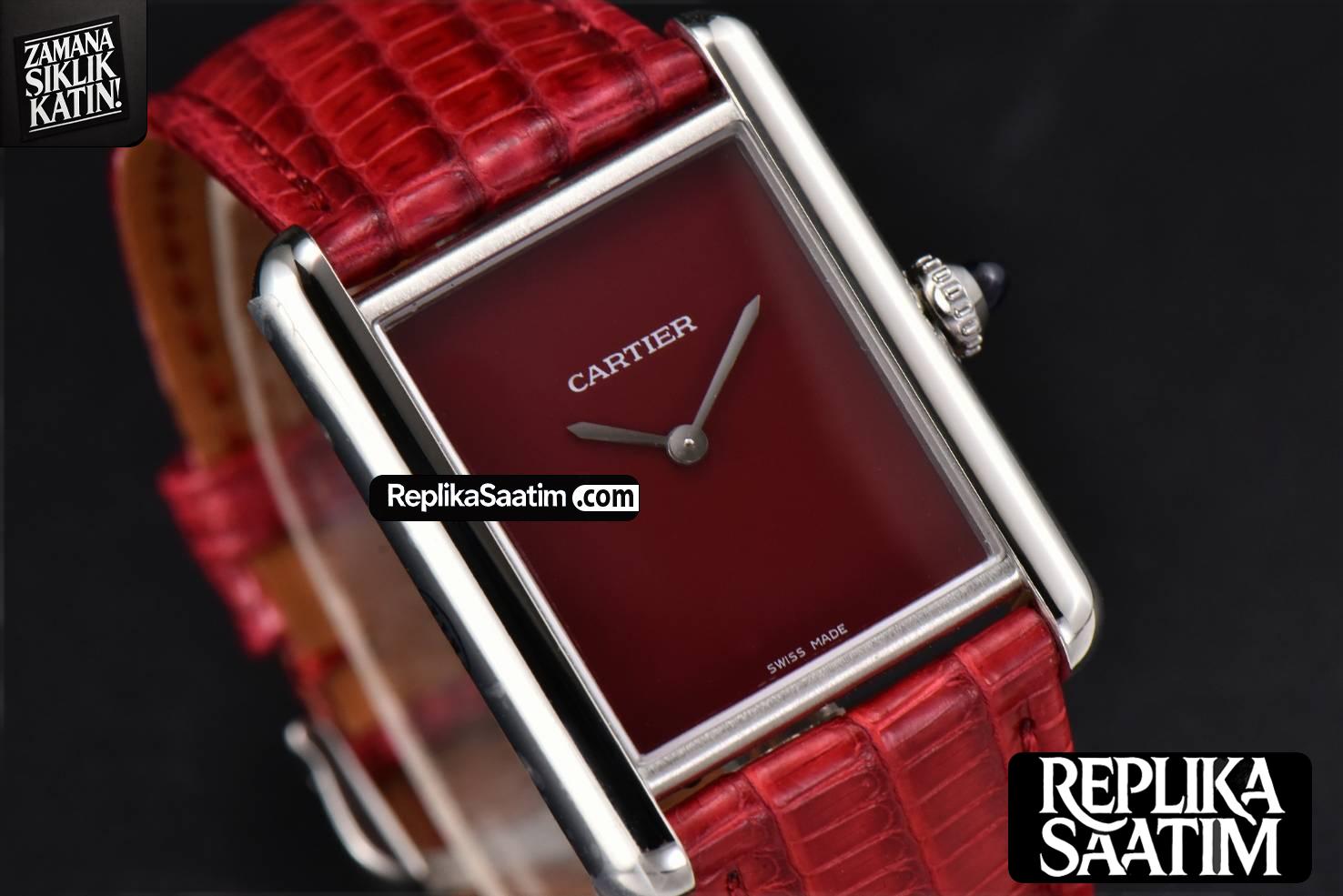 Tank Must Large 33.7×25.5mm K11F Red Dial Red Corc Texture Leather Strap Quartz -08