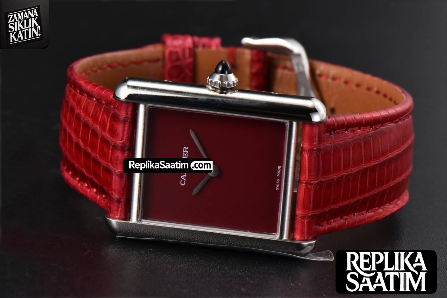 Tank Must Large 33.7×25.5mm K11F Red Dial Red Corc Texture Leather Strap Quartz -09