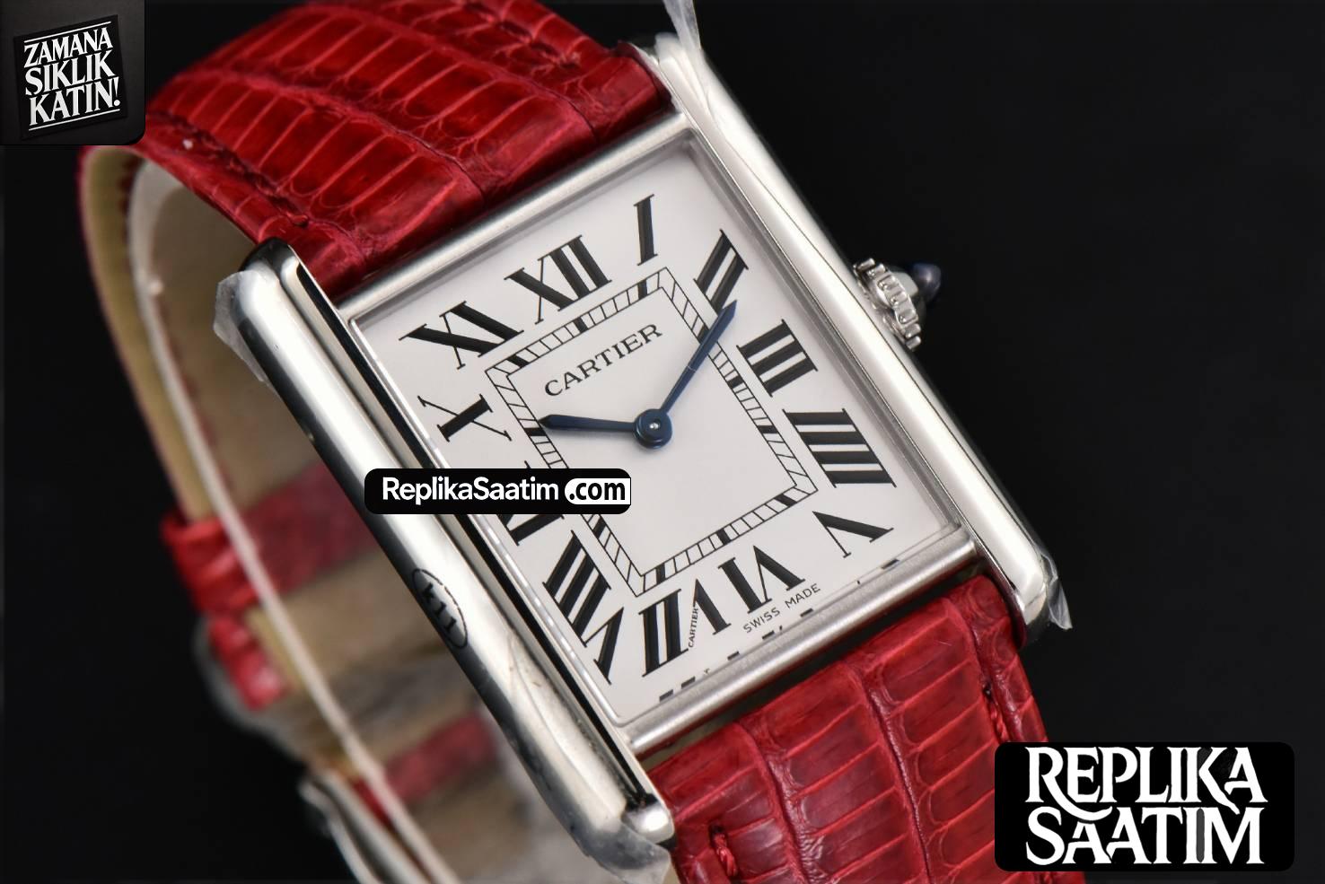 Tank Must Large 33.7×25.5mm K11F White Dial Red Croc Texture Strap Quartz -08