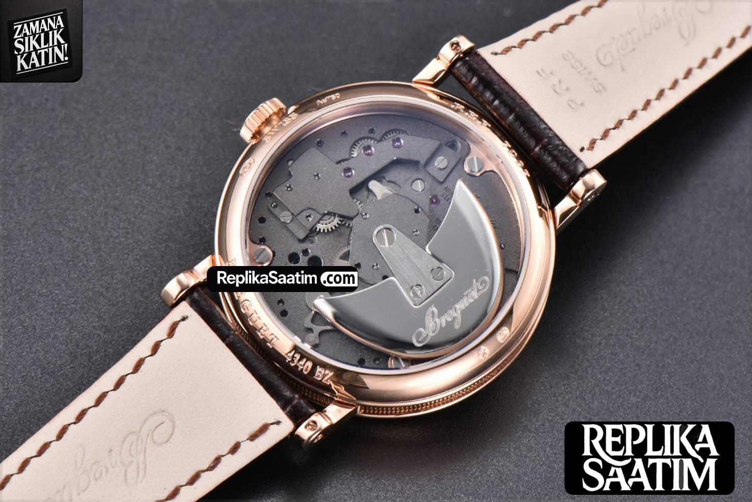 Tradition 7057BR RG ZF 40MM Gray Dial White Subdial Black Leather Strap A505 -18