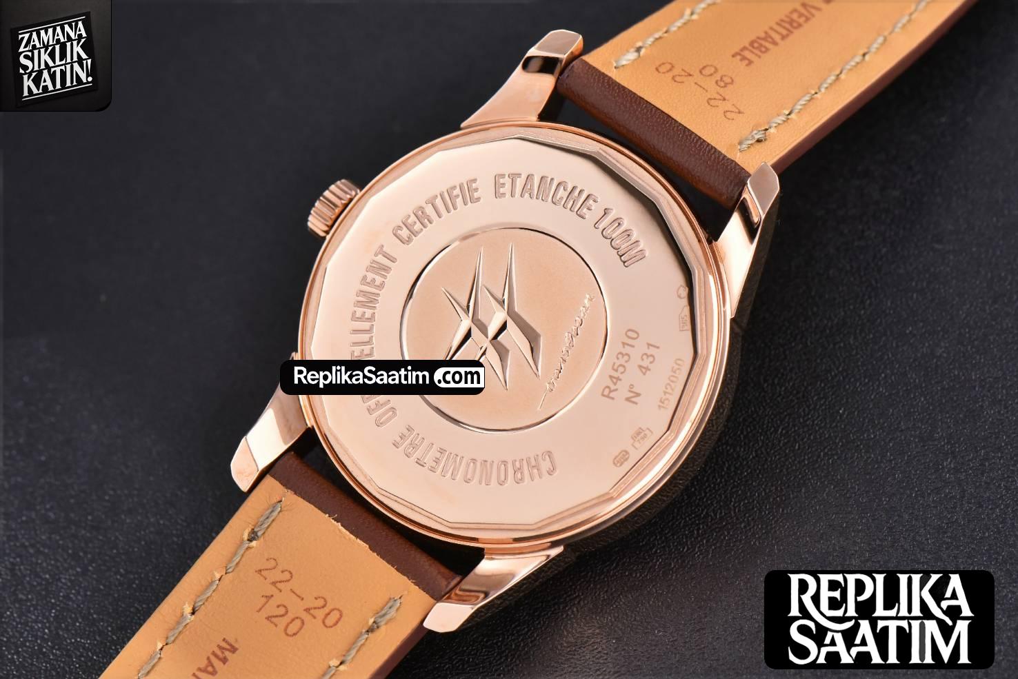 Transocean Day & Date V7F 43MM RG Silver Dial Brown Leather Strap Clone CA145 -14