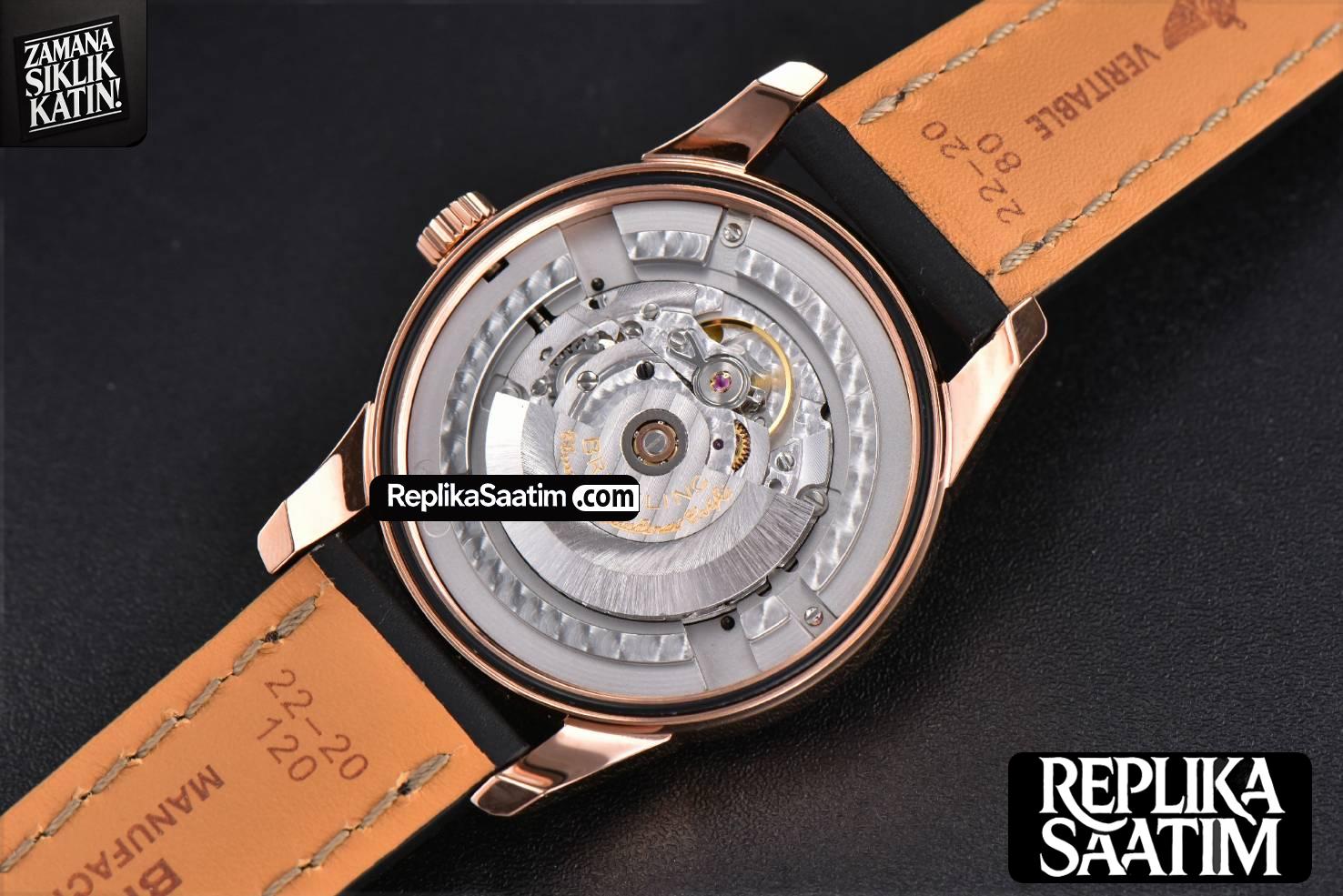 Transocean Day & Date V7F 43MM RG Silver Dial Brown Leather Strap Clone CA145 -22