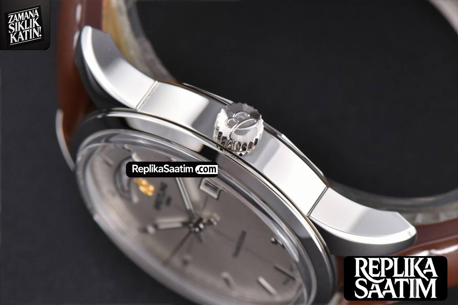 Transocean Day & Date V7F 43MM Silver Dial Brown Leather Strap Clone CA145 -11