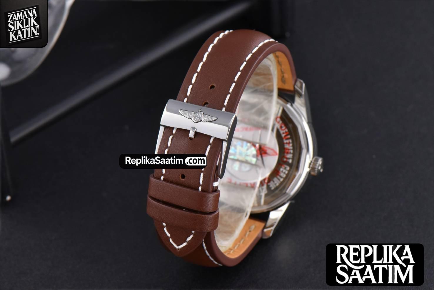 Transocean Day & Date V7F 43MM Silver Dial Brown Leather Strap Clone CA145 -23
