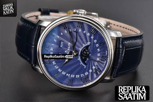 Villeret 6654 40mm Complicated Function OMF Blue Dial Black Leather Strap A6654 V3 -11