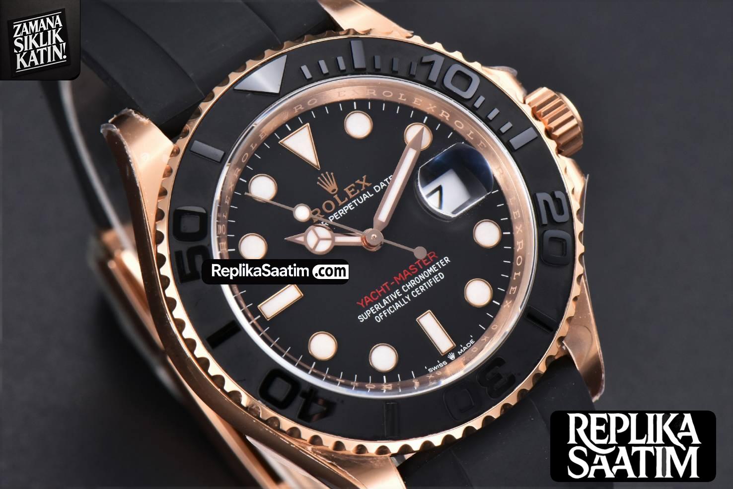 Yacht-Master 126655 904L 40mm RG Clean CF Ceramic Black Dial Oysterflex Strap VR3235 -11